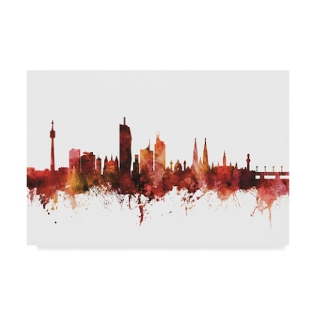 Michael Tompsett 'Vienna Austria Skyline Red' Canvas Art,12x19